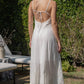 Off-White Embroidered Open Back Maxi Dress