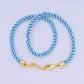 24K Gold Filled Twisted Braided Cord Chain Necklace Light Blue / 14.5 Inches