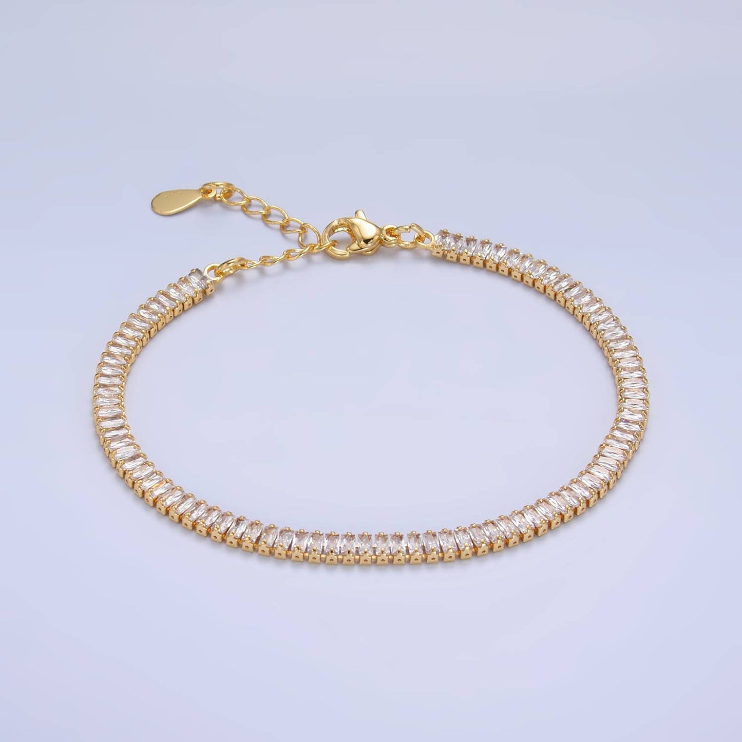 24K Gold Filled CZ Baguette 7inch Tennis Bracelet