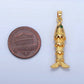 24K Gold Filled 35mm Green CZ Multidimensional Artisan Fish Charm