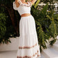 Floral Embroidered Brim Sleeveless Cropped Top