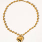 Paris 18K Gold Non-Tarnish Large Heart Chain Necklace: Yellow Gold / Ball Chain