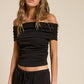 Off Shoulder Ruched Top Black