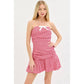 Gingham Bubble Ruched Tube Dress