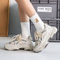 Brown Bear Embroidery Cotton White Crew Sock