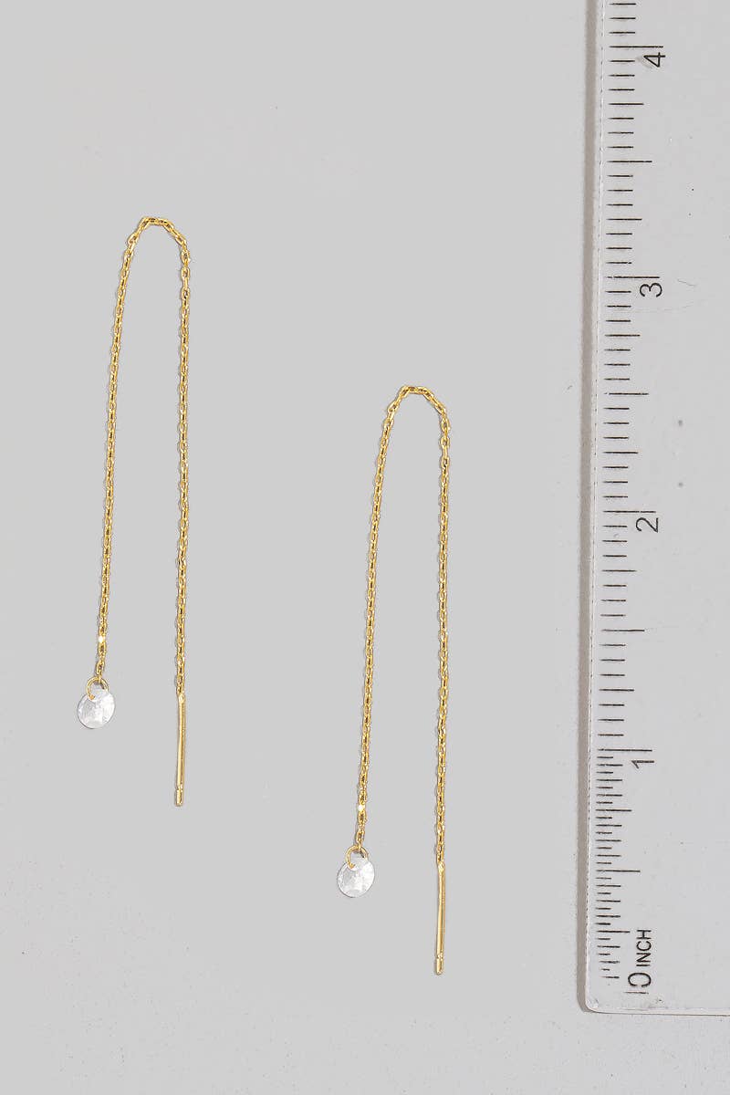 Rhinestone Gem Threader Chain Earrings