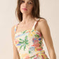 Tropical Watercolor-Print Cropped Cami