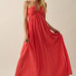 Cotton Gauze Tie-Back Halter Pocket Maxi Dress