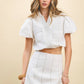 Bubble Sleeves Contrast topstitching Blouse