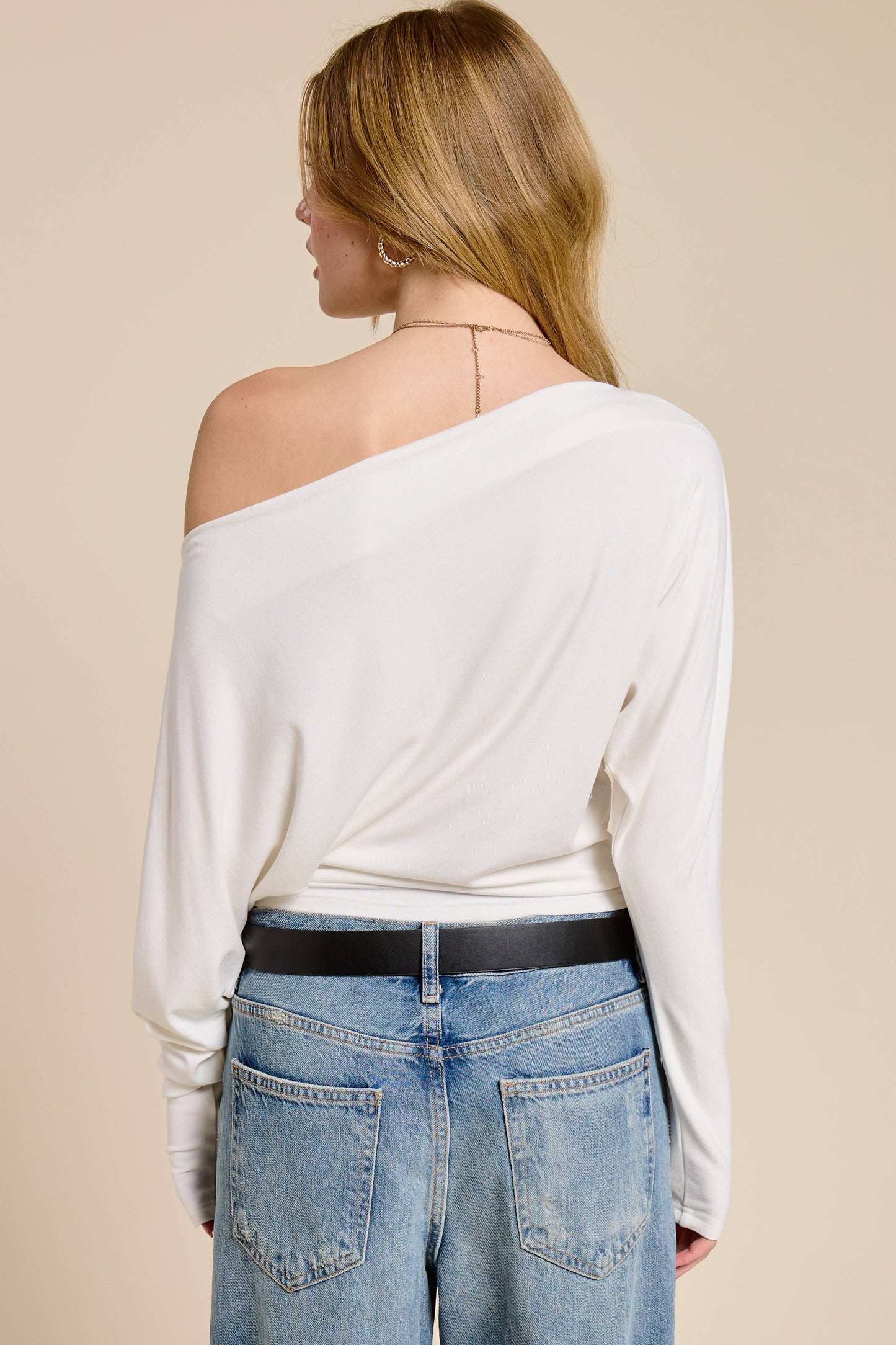 Metal Stud One Shoulder Top