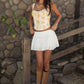 YNES Stretch Crinkle Gauze Tiered Mini Skort With Shorts