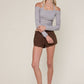 Grey Off Shoulder Knit Top