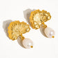 Béatrice 18K Gold Non-Tarnish Floral Pearl Earring: Yellow Gold