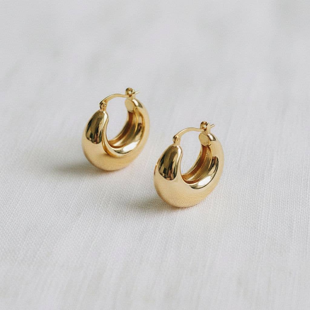 Polished Gold Tone Hoop Earrings