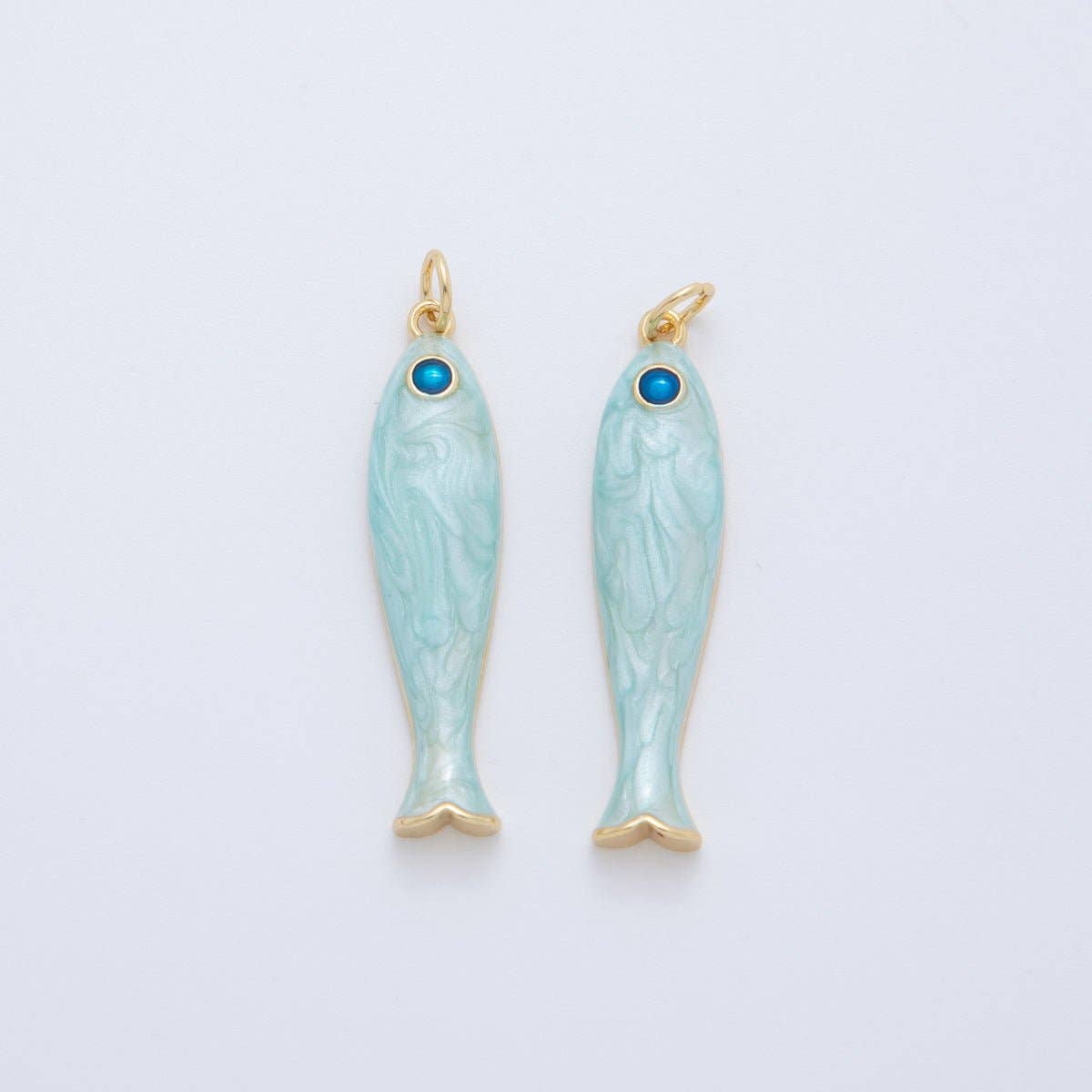 18K Gold Filled Blue Enamel Sardine Fish Charm