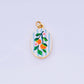 24K Gold Filled 23mm Enamel Art Oval Charm Orange
