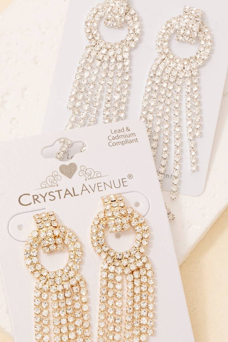 Rhinestone Pave Tassel Dangle Earrings