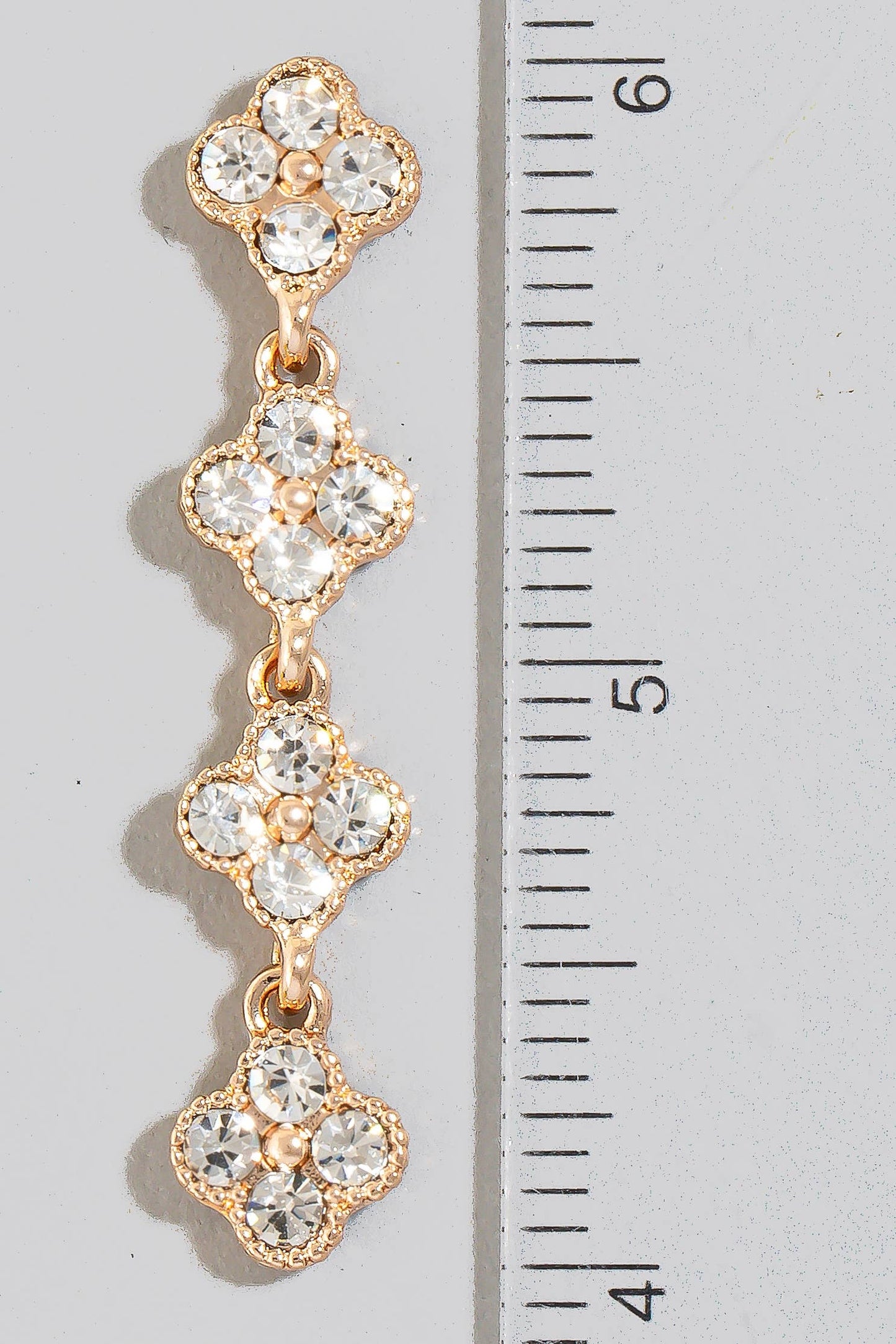 Pave Clover Chain Dangle Earrings