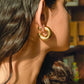 Fernanda 16K Gold Non-Tarnish Ball C Hoop Earring: Yellow Gold