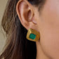 Solenne 18K Gold Non-Tarnish Enamel Square Earrings: White