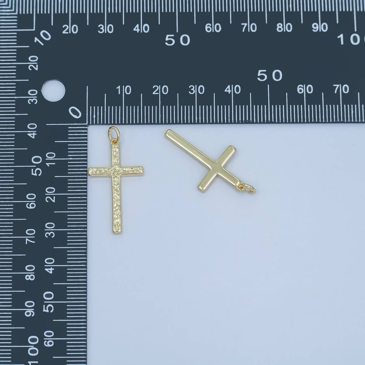 24K Gold Filled Hammered Minimalist Cross Charm