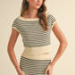 STRIPED PATTERN KNITTED OFF SHOULDER TOP