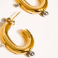 Alsace 18K Gold Non-Tarnish Two Toned C Hoop Earring: Multi-Colored