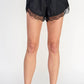 LACE DETAIL WOVEN SHORTS BLACK