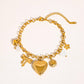 Eydn 18K Non-Tarnish Heart Locket Charm Bracelet: Yellow Gold