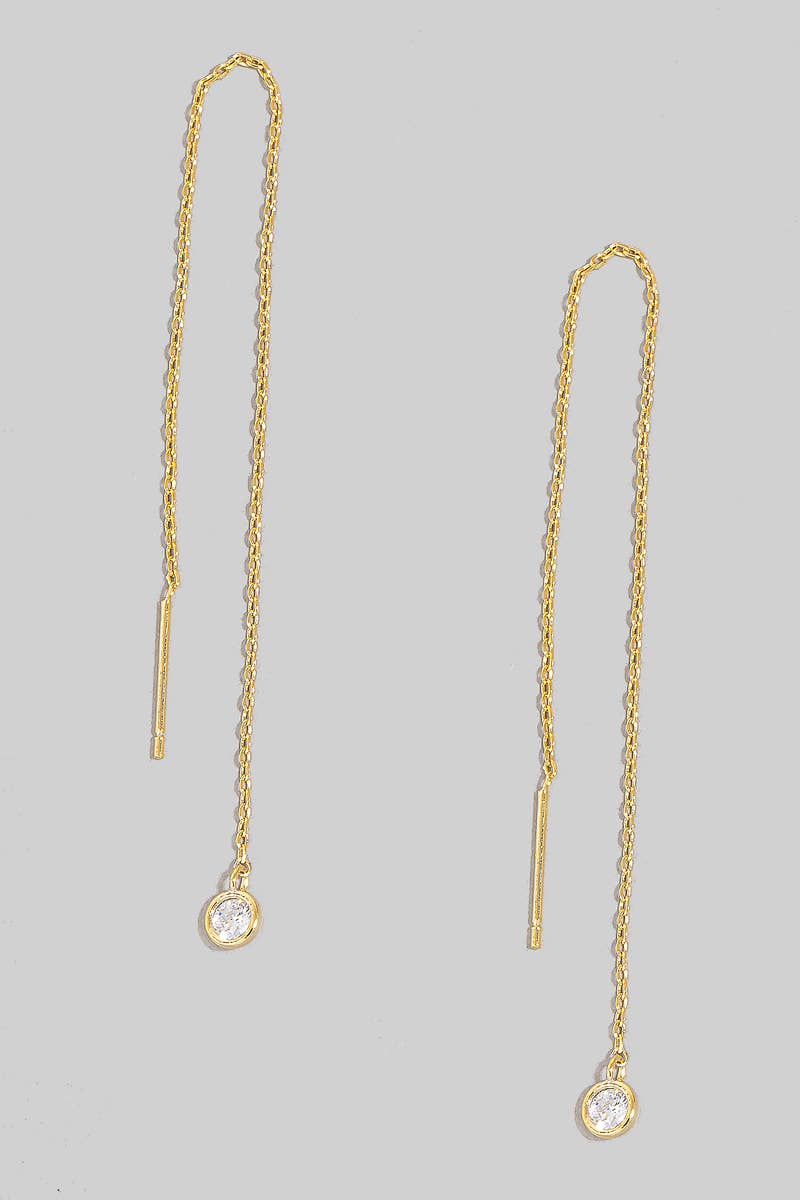 Mini Rhinestone Gem Threader Chain Earrings