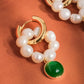 Désirée 18K Gold Freshwater Pearl Hoop Earring: Green
