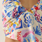Tropical Floral-Print Gathered Handkerchief Halter Crop Top