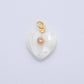 18K Gold Filled 27mm Pink CZ Round Accent Heart-Shaped Shell Pearl Drop Charm