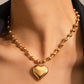 Paris 18K Gold Non-Tarnish Large Heart Chain Necklace: Yellow Gold / Ball Chain
