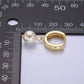 14K Gold Filled Shell Pearl Drop Lever Back Huggie Earrings