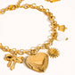 Eydn 18K Non-Tarnish Heart Locket Charm Bracelet: Yellow Gold