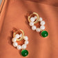 Désirée 18K Gold Freshwater Pearl Hoop Earring: Green