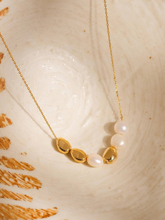 Maud 18K Gold Freshwater Pearl Beaded Necklace: Yellow Gold
