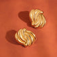 Ashton 18K Gold Non-Tarnish Wavy Rectangular Studs: Yellow Gold