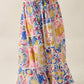Tropical Floral-Print Smocked-Waist Half-Button Maxi Skirt