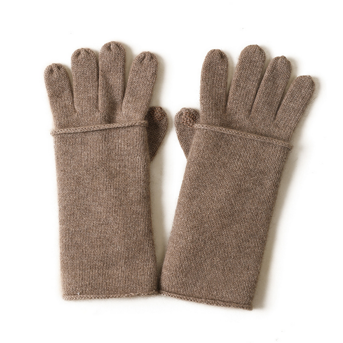 Brown 2-in-1 Cashmere Gloves