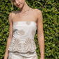 Off White Embroidered Off Shoulder Mini Dress