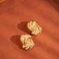 Ashton 18K Gold Non-Tarnish Wavy Rectangular Studs: Yellow Gold