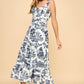 Toile Printed  Sweetheart Neckline Midi Dress