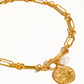 Leah 18k Gold Large Coin and Pearl Chain Necklace: Yellow Gold