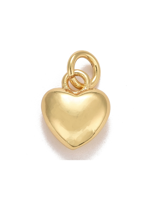 Gold Puff Heart Charm