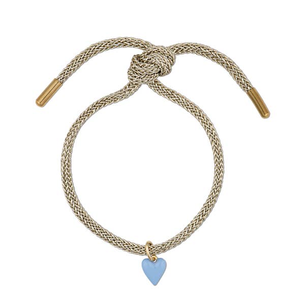 Gold Lurex Bracelet with Mini Blue Heart