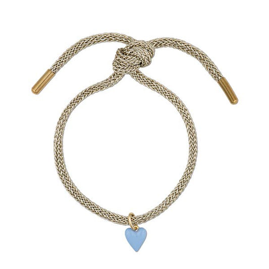 Gold Lurex Bracelet with Mini Blue Heart
