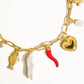 Filigrane 18K Gold Non-Tarnish Pepper Fish Charm Necklace: Red