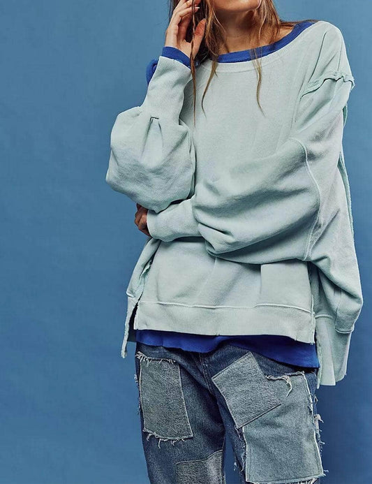 Light Blue Round Neck Sweatshirt